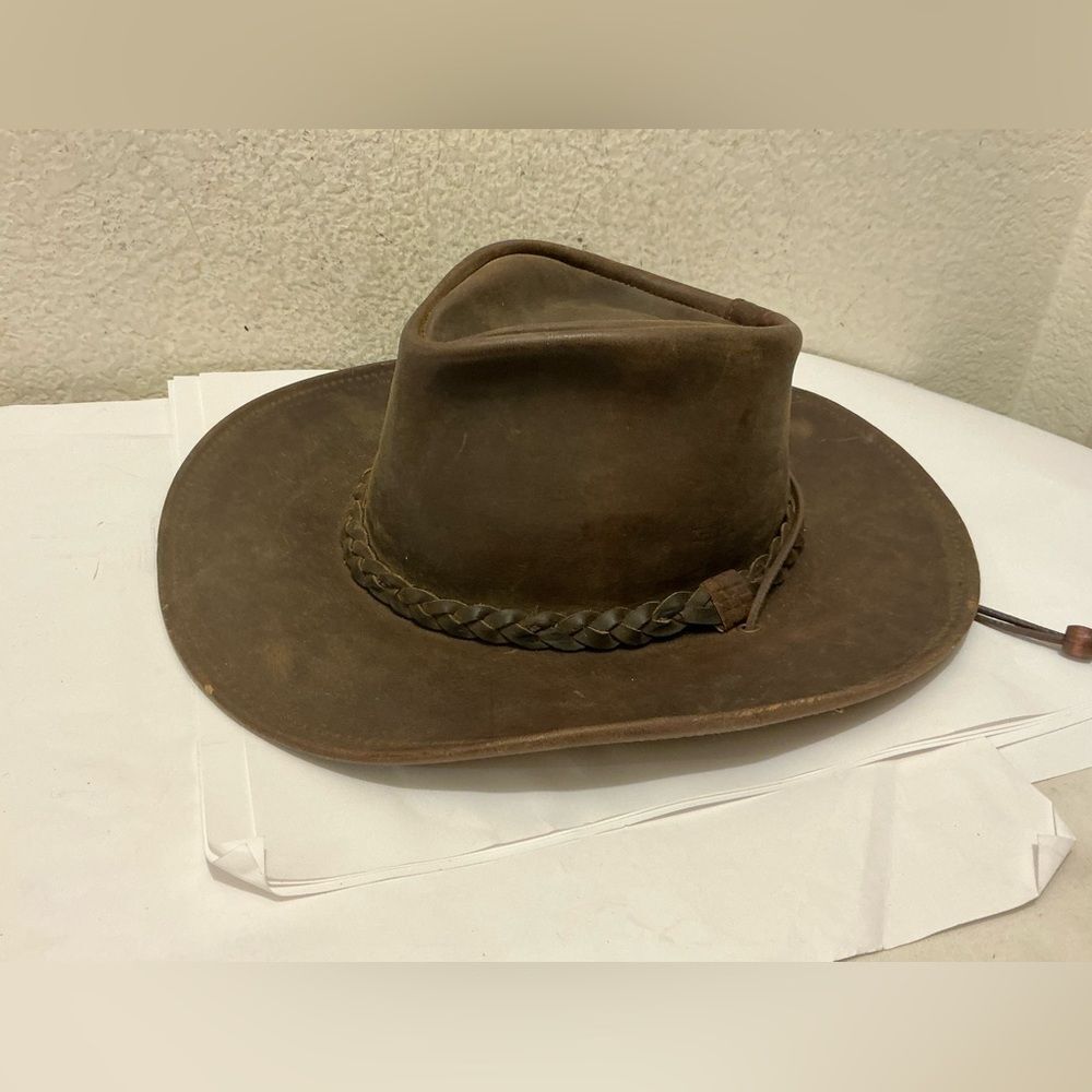 Henschel Hat Co. Leather Aussie Outback Hat Medium
